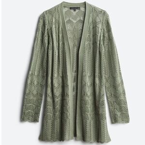 Love Ellie Cannan Pointelle Cardigan. Green. Size small.